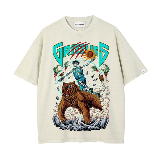 GRIZZLIES JA MORANT Planet Euphoria Shirt, Hiphop Retro Vintage 90s Graphic Basketball Shirt, Basketball Fan Crewneck Cotton Clothing Menswear