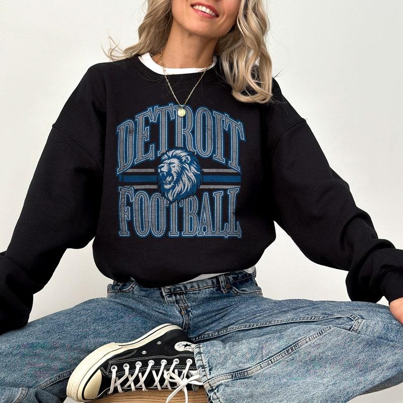 Detroit Football Sweatshirt, Vintage Detroit Crewneck Sweatshirt Shirt, Lions Gear, Detroit Hoodie, Detroit Game Day Sweatshirt
