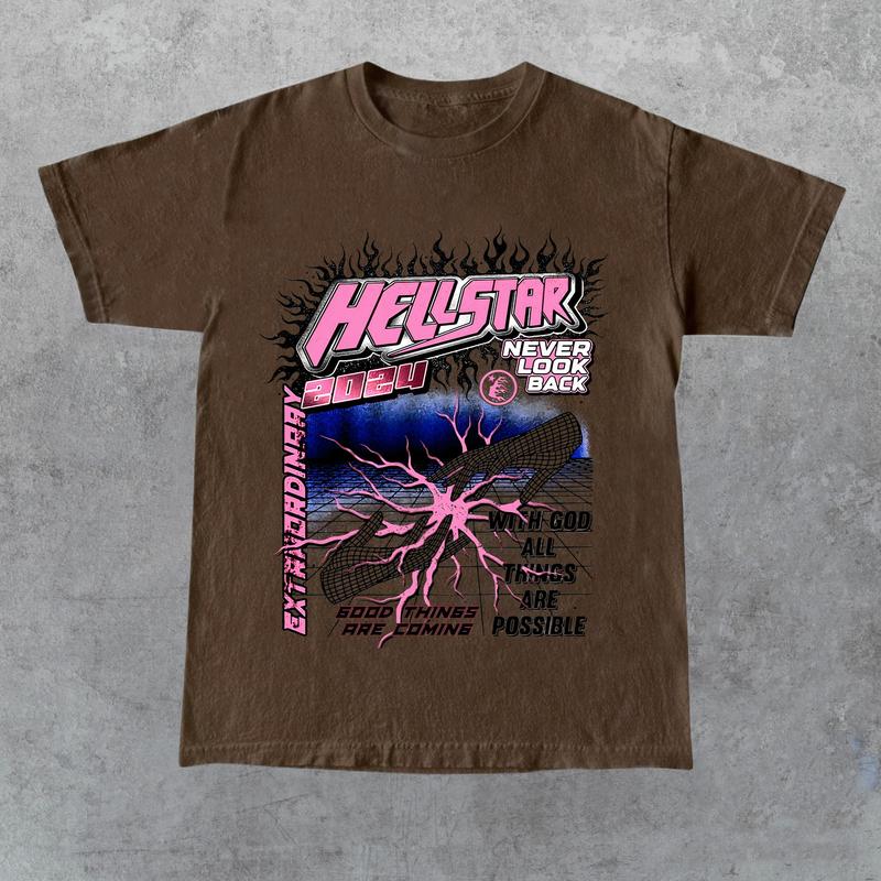Hellstar-2024 New Large Print Pattern Design Cotton T-Shirt, Gift for Her, Gift for Him, Gift for Friend Christmas Menswear