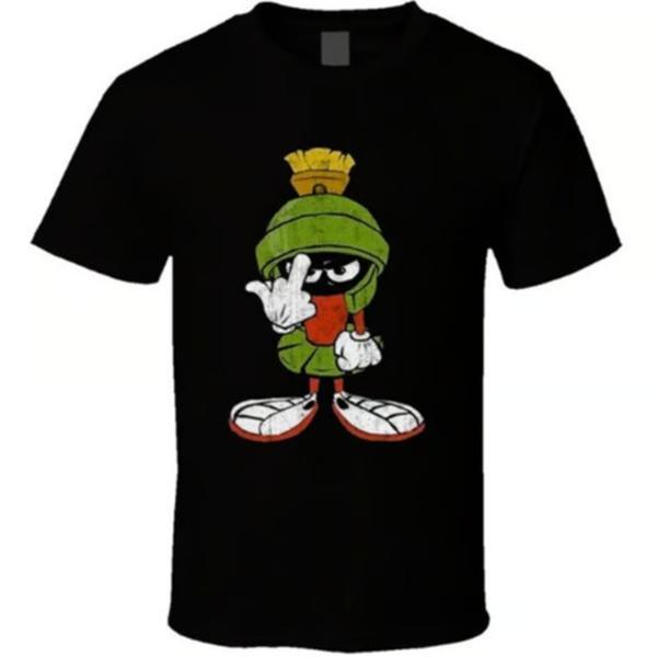 Marvin The Martian Middle Finger Flipping The Bird Looney Toons Worn Look T Shirt