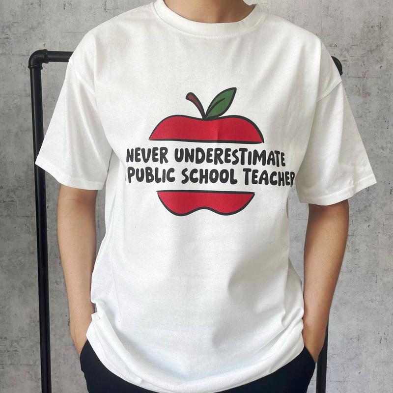 Never Underestimate A Public School Teacher T-Shirt, Harris Walz 2024 Rally Merch Shirt, Kamala Harris Shirt, DNC Quote Vote Shirt, Democrat Shirt