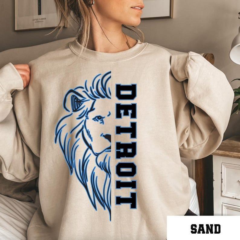 Detroit Football Sweatshirt, Lion Football Shirt, Retro Detroit Football Shirt, Detroit Gift Fans Crewneck, Retro Game Day Sweatshirt, Trendy Shirt Fo