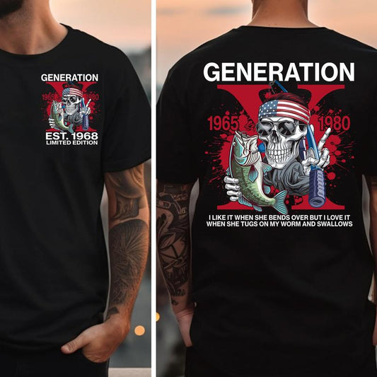 Customize Gen X Fishing T-shirt 1968 Year FAFO Two Side Style, Hose Water Humor