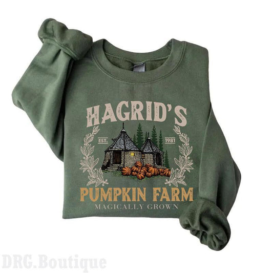 Hagrid's Pumpkin Farm Crewneck Sweatshirt, Halloween 2024 Merch Women's Shirt, Halloween Gift Sweatshirt Cotton Fit