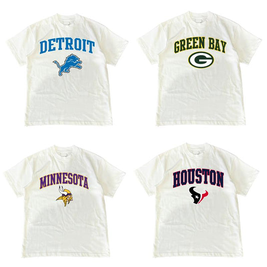 WHITE T-shirt Vintage 90s All Team Football Game Day Shirt, Team Unisex Shirt Gift Football Fan Pullover Menswear Tops Man