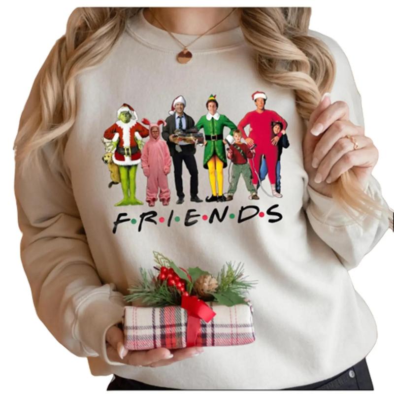Christmas Friends Movie Characters Sweatshirt, Friends Movie Christmas T-Shirt Sweatshirt Hoodie, Vintage Movie Shirt, Xmas Gift Sweater, Friends Fan