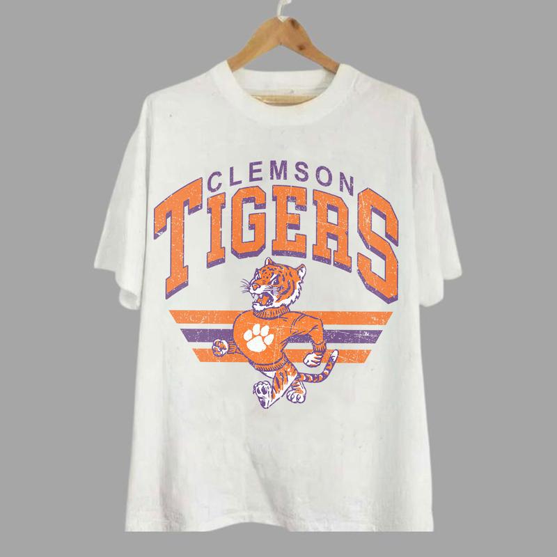 Clemson Tigers Vintage NCAA Sweatshirt, University Football Shirt, Classic Gift for Fans, Cotton, T-Shirt, Unisex Style, Modern Comfort Collection