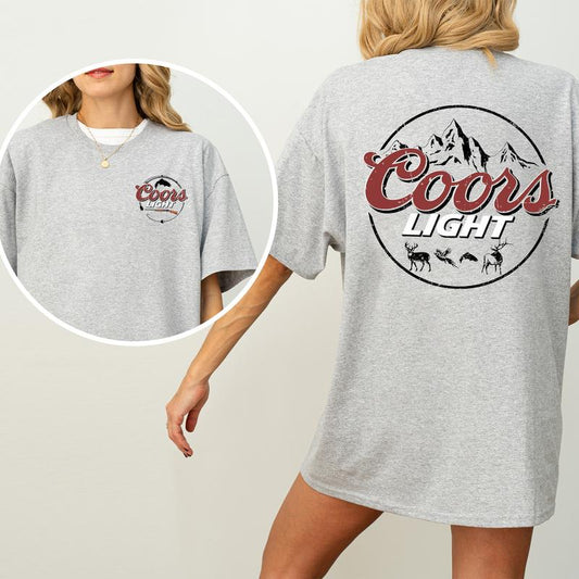 Vintage Coors Light Hunting Shirt 2-Sided, Coors Light Beer Graphic Printed Tee, Pheasant Deer Hunting Tshirt, Retro Outdoor Fishing Shirt, Soft Cotto