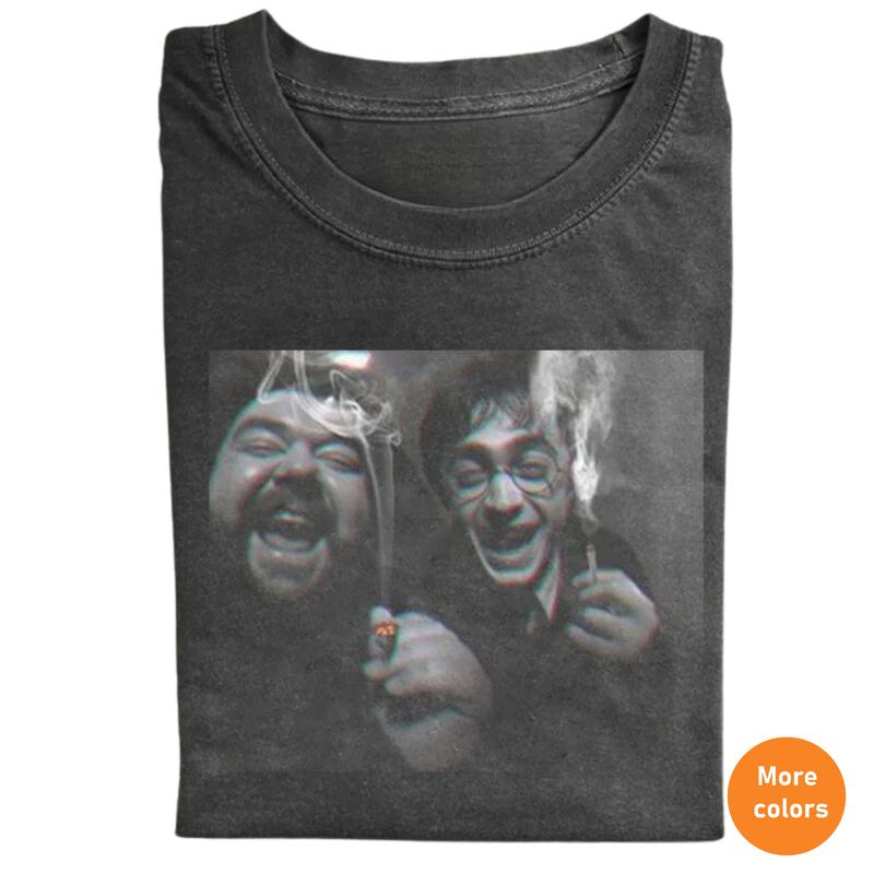 Harry and Hagrid Smoking T-Shirt, Vintage Graphic Tee for Movie Fans, Retro Unisex Gift for Lovers of Classic Potter Moments