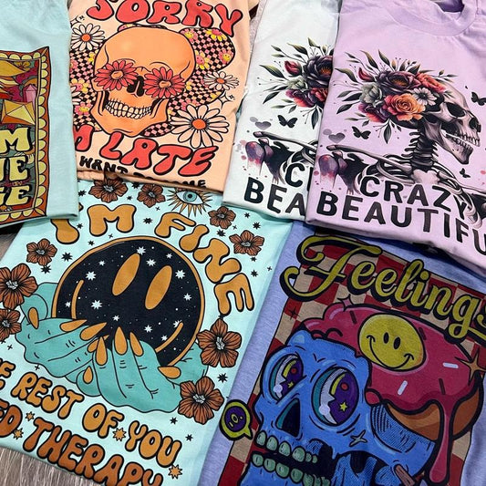 Skull Tee Sarcastic T-Shirt Floral Skeleton Tshirt Girly Skull Tops Floral Skull T-Shirt Short Sleeve Shirt Womens Casual Tee Trending Rocker Tee Craz