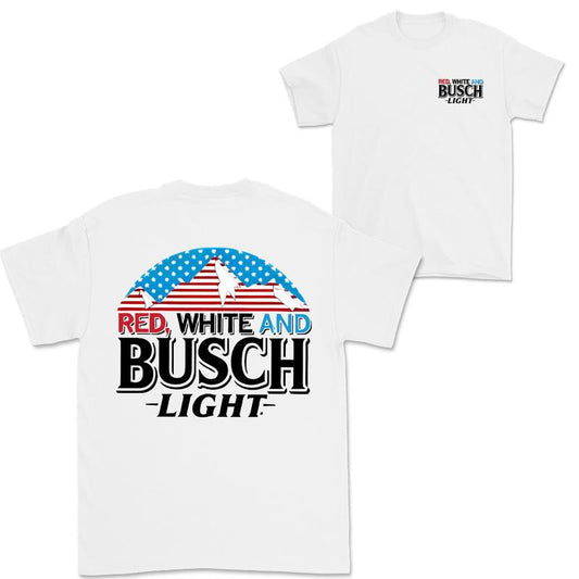 Red, White And Busch Light 2 Sided Tshirt, Busch Light Tshirt Full Color For Men And Women Tshirt, Busch Light Beer Tshirt
