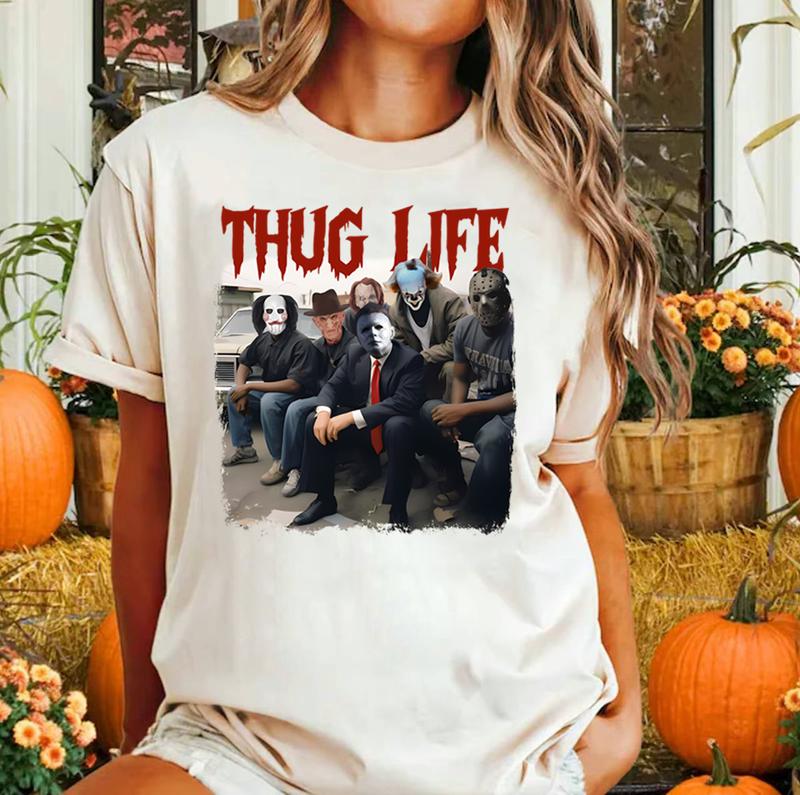 Thug  Life Horror Movie Shirt, I Love Bad Boys Shirt, Horror Shirt, Halloween Horror Shirt, Halloween Character Friends Shirt Design