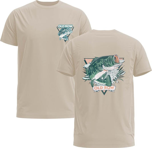 Old Row Outdoors Bass Triangle Tee, Old Row Unisex Print TShirt Gift - Gildan 5000 Graphic Shirt, Heavy Cotton, Full Sizing & Colors