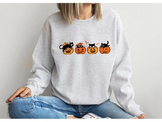 Halloween Sweatshirt, Black Cat Sweatshirt, Cat Lover Shirt, Black Cat Shirt, Cat Sweater, Ghost Shirt, Halloween Sweater, Halloween Pumpkin