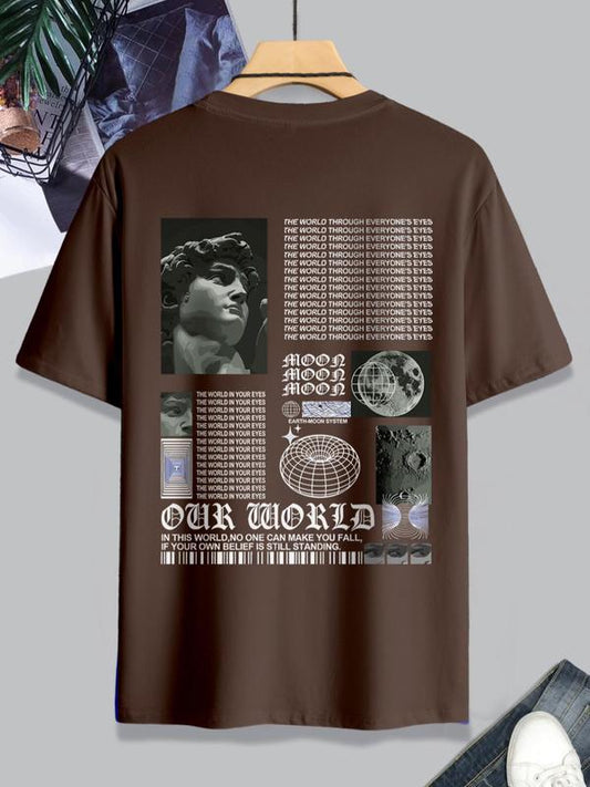 Men's Thin Letter & Graphic Round Neck Tee, Fashion Casual Vintage Regular FitÂ Vintage Sculpture Print Short Sleeve T-Shirt, Streetwear, Graphic Tees,