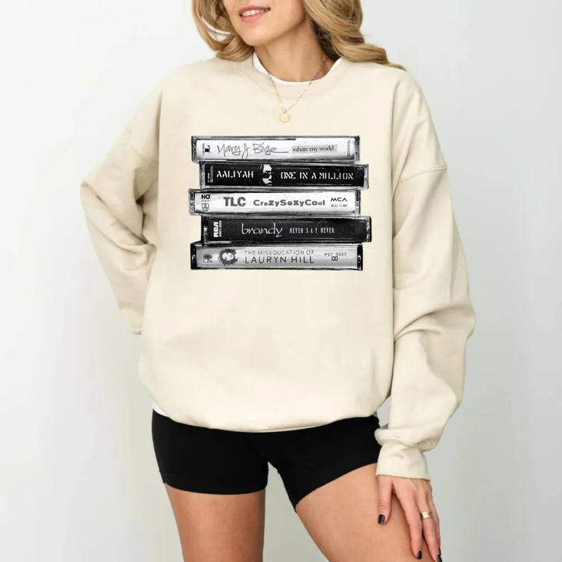 90s Female R&B Singers Tshirt Sweatshirt Hoodie, Rap Hip Hop Women Of The Nineties Music, Tape Cassette Stack, Unisex Sweater Pullover Tee