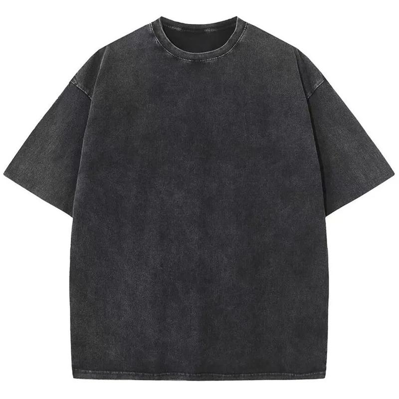 Vintage Acid Washed Oversized Drop Shoulder Heavyweight Streetwear Blank T-Shirt Casual Cotton