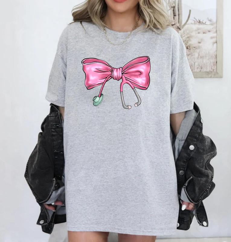 Nurse Coquette Bow Sweatshirt, Retro Nurse Shirts, RN, Unisex Stethoscope Crewneck Sweatshirt, Nursing School, Nurses Week Appreciation, Unisex Shirt