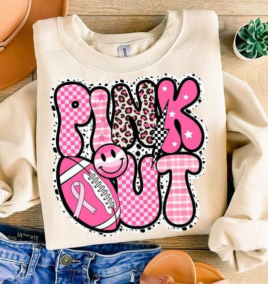 Breast Cancer Football Pink Out Sweatshirt, Breast Cancer Shirt, Pink ribbon Tee, American Football, Pink out cancer Sweater, Full Sizes, Full Colors,