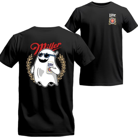 Miler Lite Ghost Halloween 2 Sided Shirt, Miler Lite Short Sleeve Tee, Beer Shirt Viral, Menswear Top