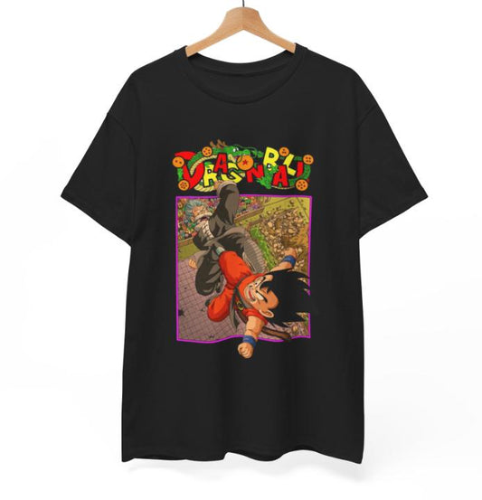 Dragon Ball Martial Arts Tournament T-Shirt, Classic Anime Goku Action Scene, Retro Short Sleeve Crew Neck Tee, Unisex Cotton Shirt Streetwear Love