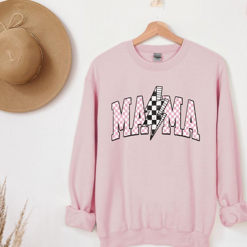 Checked Mama Crewneck Sweatshirt