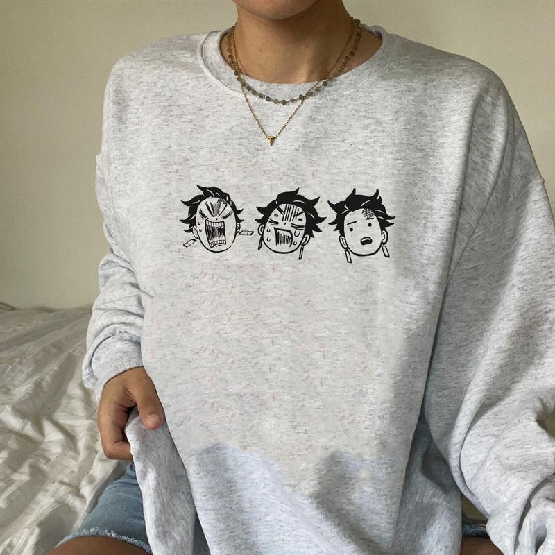 Tanjiro Face Emotions Shirt, Tanjiro Kamado Water Breathing Sweatshirt Hoodie, Aniem Merch, Tanjiro Demon Slayers, Kimetsu No Yaiba Outfits