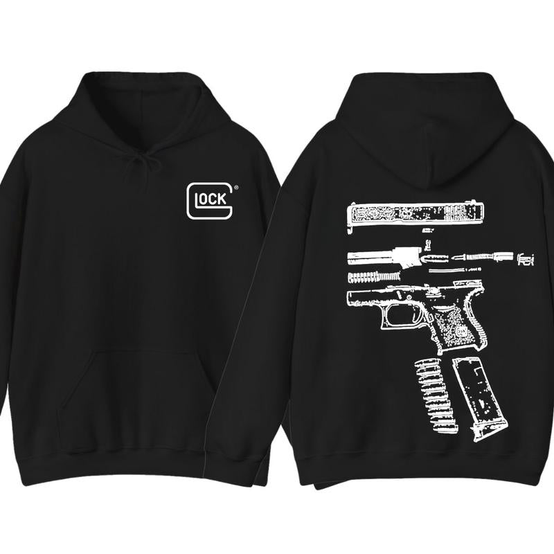 IN GLOCK WE TRUST 2 side Hoodie,Design color Black- White, Hoodie For Men, Menswear Top , GIft For Men,Full color,Hoodie & sweaters Classic Sweatshirt