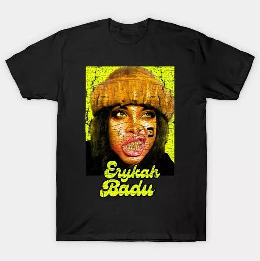 New! Erykah Badu T-Shirt Tee Unisex Short Sleeve Full Size Cotton Menswear Cotton Menswear