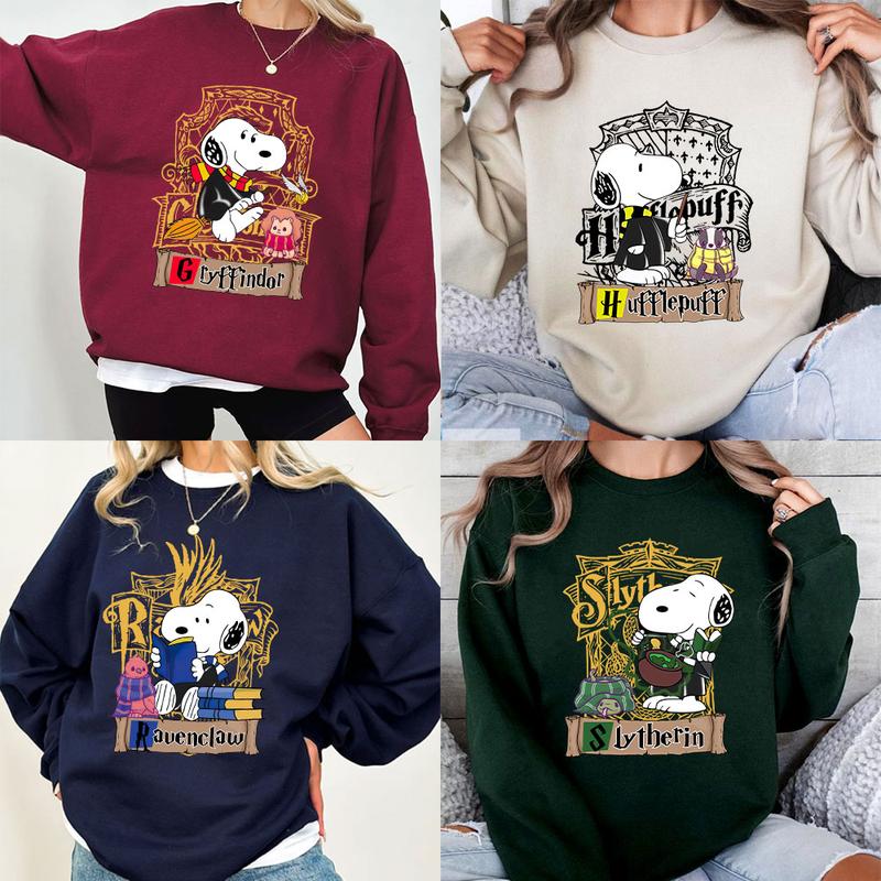 Wizard Snoopy Hogwarts Houses Shirts , Harry Potter Sweatshirts, Bookish Shirt