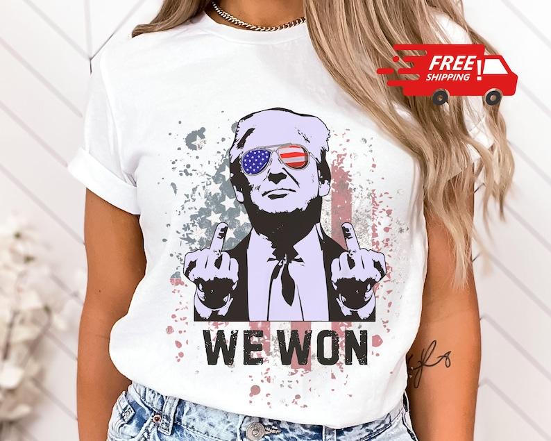 We Won Trump Shirt, 2024 Election Shirt, Trump Vance 45-47 MAGA, US Flag T-Shirt, November 5th Voting Shirt Trump Support Outlaw Hillbilly