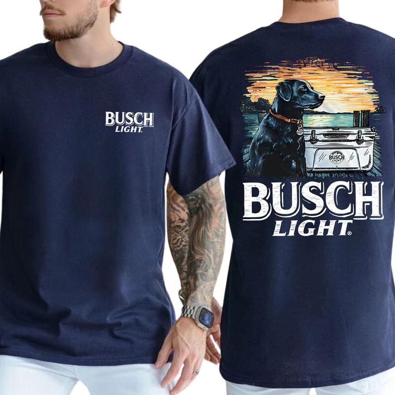 Casual, 2-sided Busch Light Men Limited T-shirt Crewneck, Full Color, For Men ,Gift For men, Casual