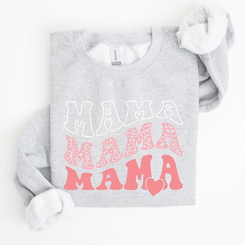 Mama, Leopard, Heart, Mom, Mother's Day Gift Sweatshirt Casual Comfort Womenswear ComfortableÂ Graphic