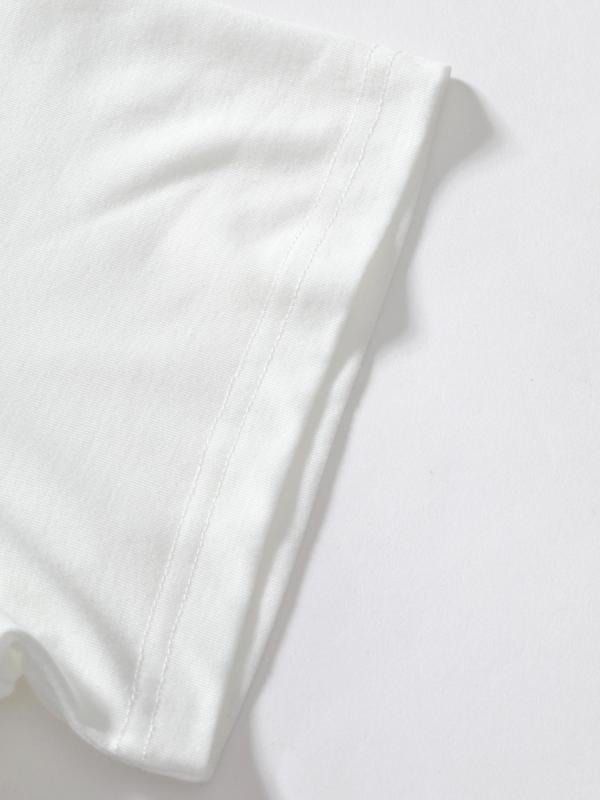 Women's Butterfly Letter Print Short Sleeve Tee, Summer Clothes Women, Casual Round Neck Graphic T-shirt for Summer, Women's Top for Daily Wear