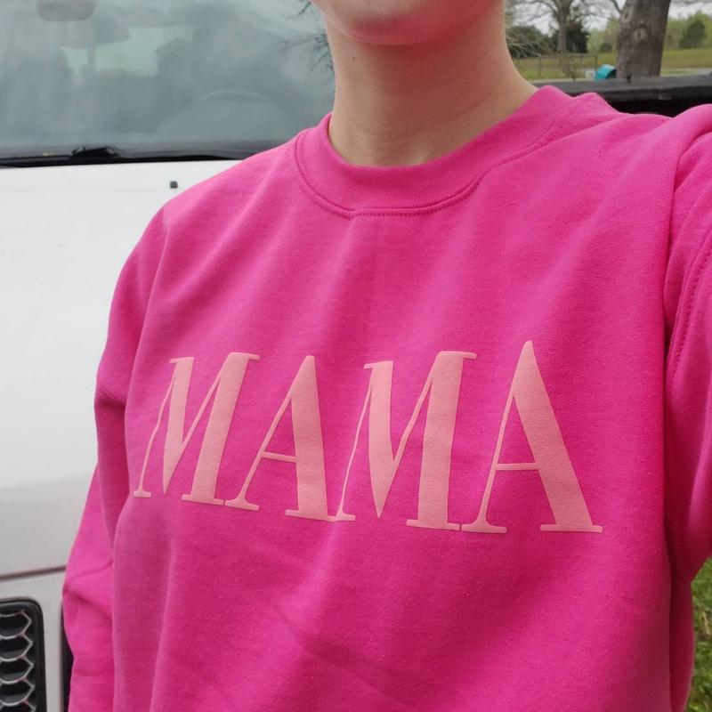 Pink Mama Puff Print Crewneck Sweatshirt, Hoodie, T-shirt