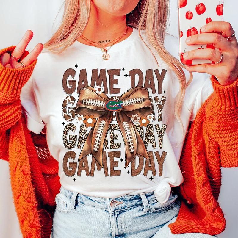 Vintage Florida Gators Football Coquette Bow Game Day Shirt, Gameday Women's Sweatshirt Cotton Fit Top Womenswear