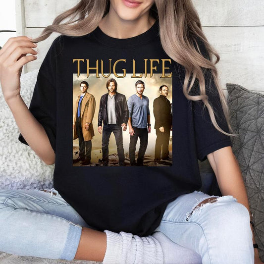 Supeernatural Thug Life T Shirt, Thug Life Supeernatural T Shirt,  Sam-Winchester Shirt, Dean-Winchester T-Shirt Sweatshirt Hoodie Casual Cotton