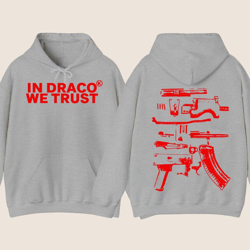 IN DRACO WE TRUST HOODIE , Design Color Red - Full Color , Double Side ,Menswear & Womenswear sweaters - Hoodie Classic Cotton