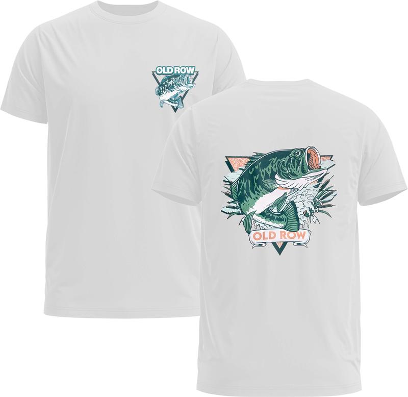 Old Row Outdoors Bass Triangle Tee, Old Row Unisex Print TShirt Gift - Gildan 5000 Graphic Shirt, Heavy Cotton, Full Sizing & Colors