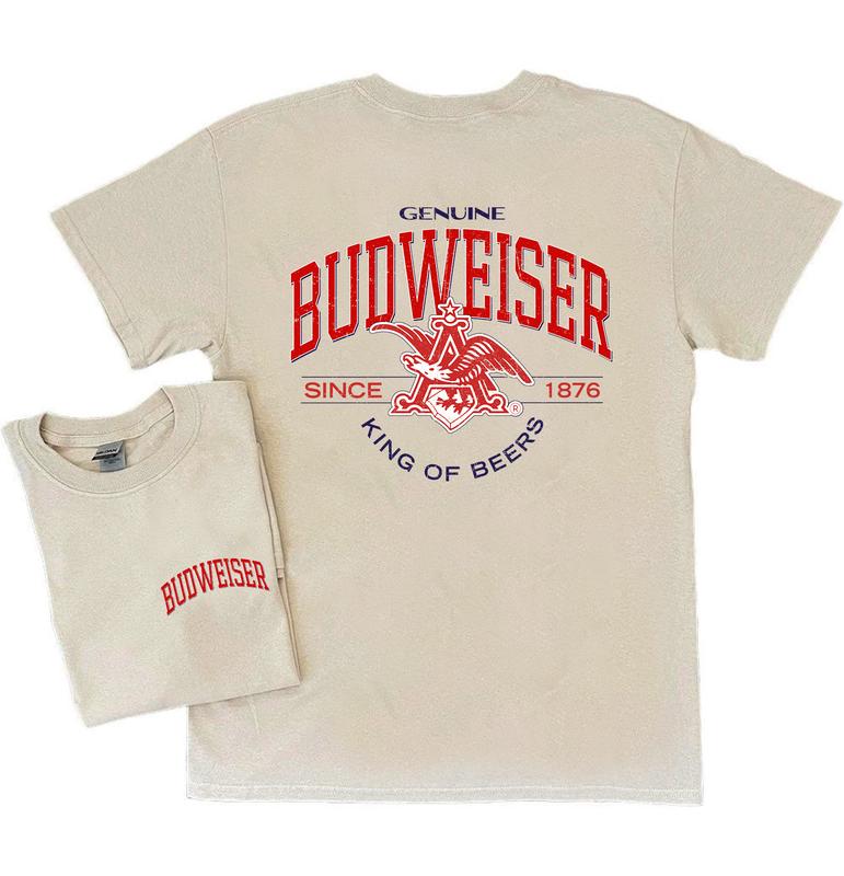 Budweiser Genuine T-shirt - 2 Side - Colorful Range - Flexible Fashion Fits  - Mix And Match - Fit For All