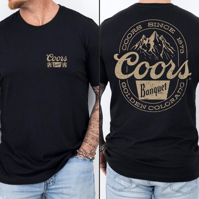 Coors Banquet Mountain Logo T-shirt - 2 Side - Vibrant Patterns - Diverse Fashion Choices - Full Color Range - From Small To Extra Large - Universal S