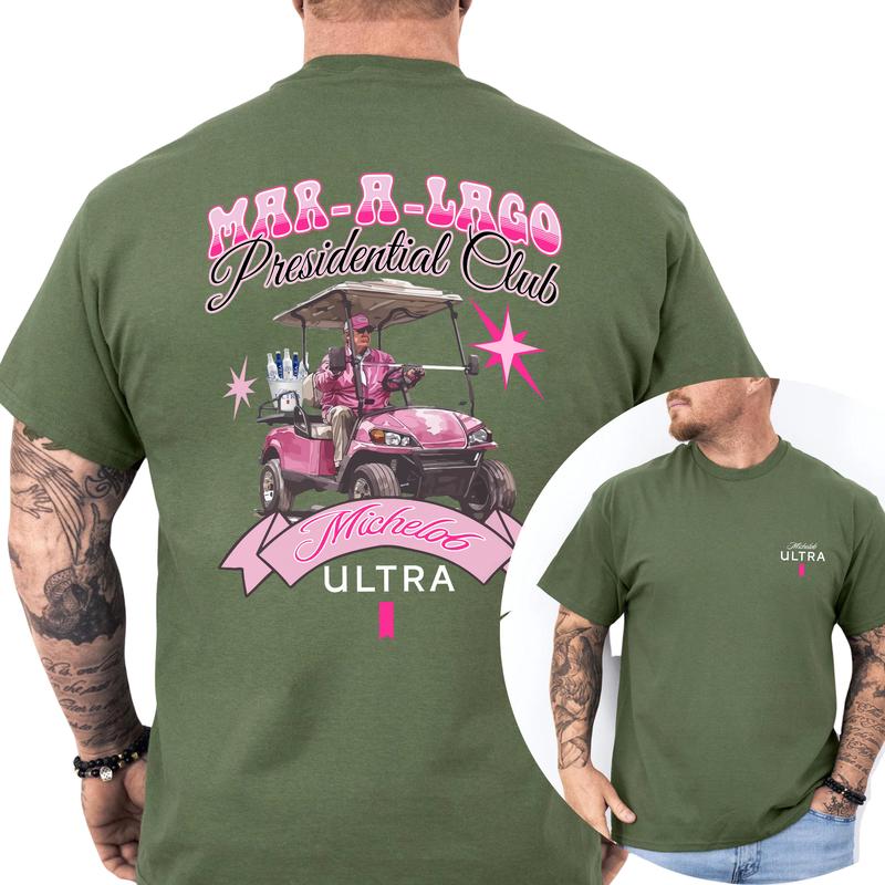 Funny Golf Club Michelob Ultra Beer Pink Printed Graphic Tshirt, Drink Shirt, Drinking T-shirt, Golf Tee, Gift For Men, Love, Athletic, Casual Menswea