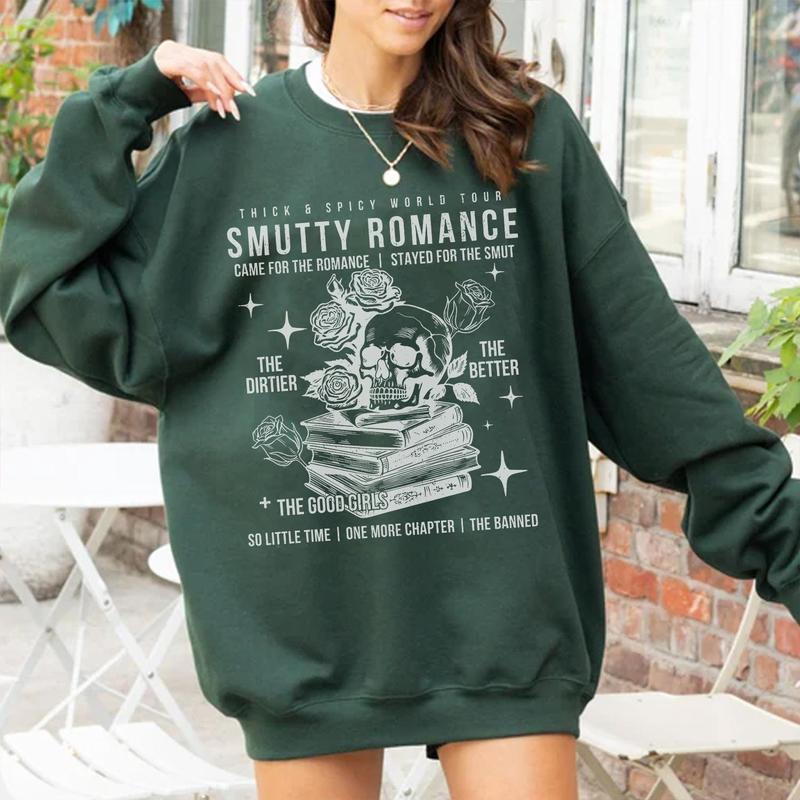 Retro Smutty Romance Sweatshirt, Dark Romance Merch, Smut Reader, Spicy Book Club Sweater, Bookish Merch, Skeleton Book Crewneck, Booktok Shirt