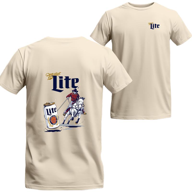 Miller Lite Rodeo 2 Sides T-shirt, Miller Light Short Sleeve Tee, Unisex Shirt, Menswear Top, beer shirt, drinking shirt
