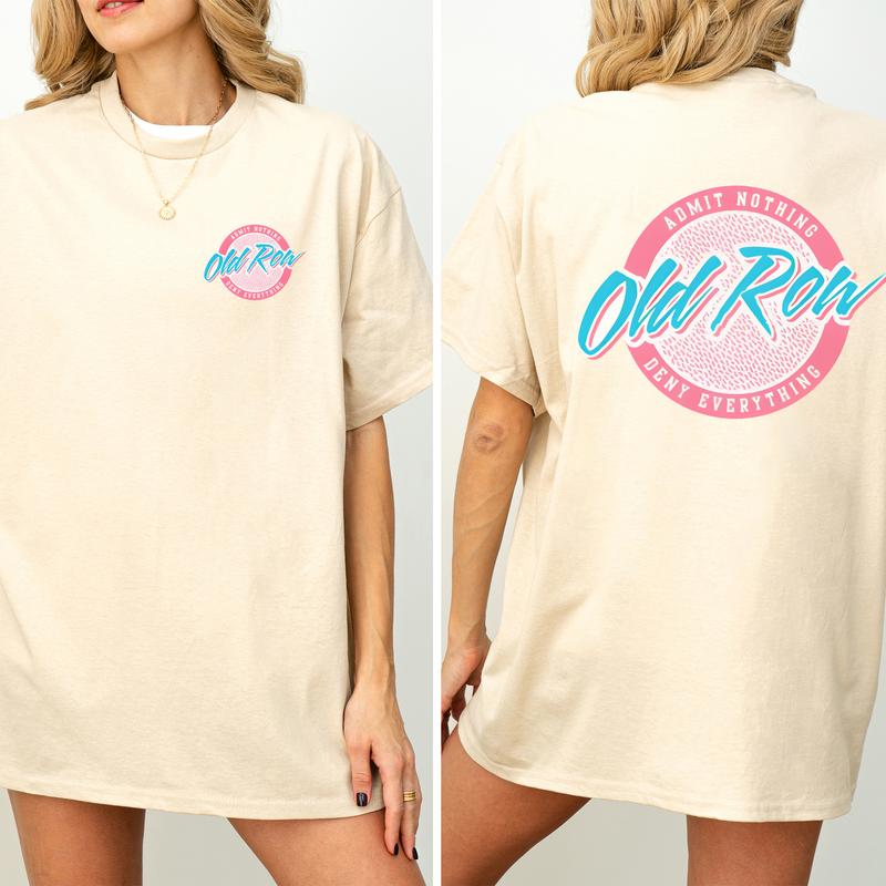 Vintage Old Row Rad Chicks Shirt 2-Sided, Pastel Old Row Circle Logo Printed Tee, Retro OldRow T-shirt,Drinking Women's Top, Comfort Casual Womenswear