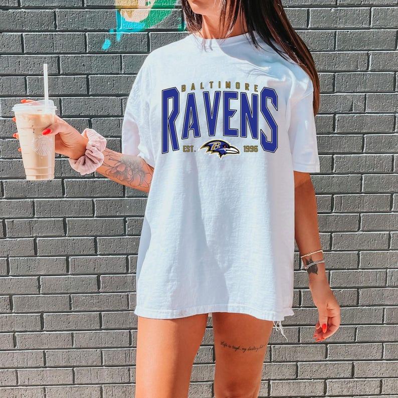 Vintage Baltimore Football tshirt, Vintage Style Baltimore Football Crewneck tshirt Bottom Collar Cotton Fabric Fit Jersey Top Womenswear