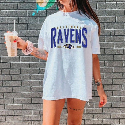 Vintage Baltimore Football tshirt, Vintage Style Baltimore Football Crewneck tshirt Bottom Collar Cotton Fabric Fit Jersey Top Womenswear