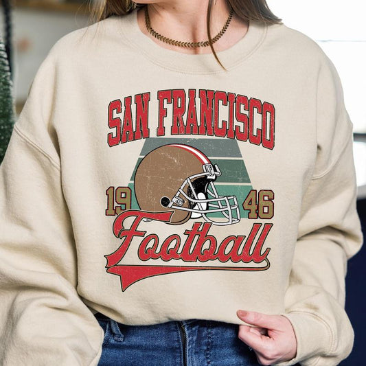 San Francisco Vintage Football Crewneck Sweatshirt, Vintage San Francisco Football Sweatshirt For Sports Fans Unisex, Gift For Fan