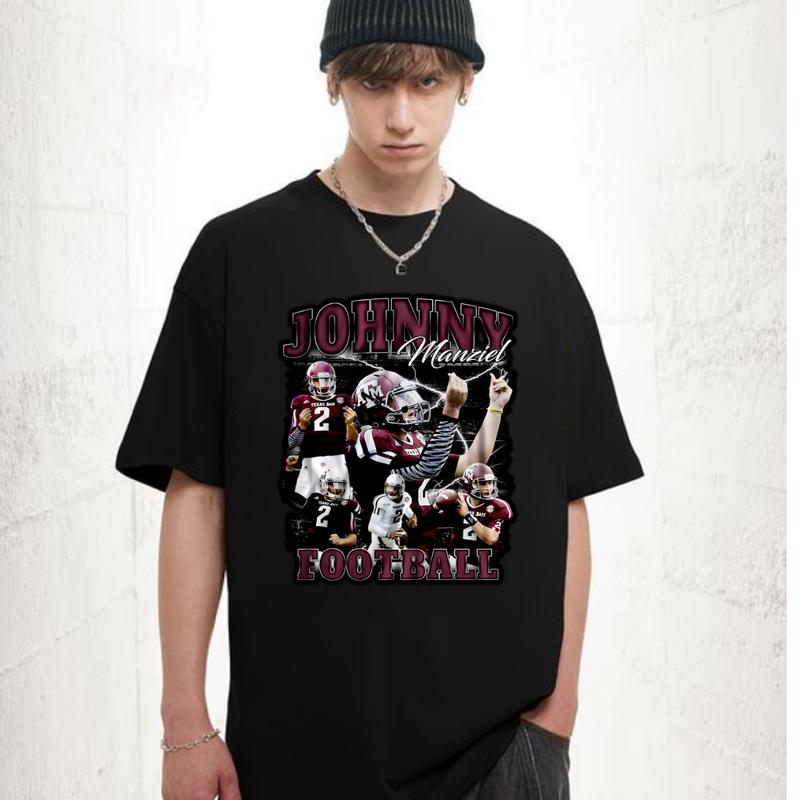 Vintage 90s Graphic Style Johnny Manziel FootBall T-Shirt Unisex Menswear Casual Soft Streetwear Underwear Top Shortsleeve Tshirt Tropical