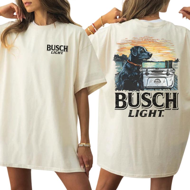 Limited Busch Light Men Best Friend 2-Sided Shirt, Men's Best Friend Dog T-shirt, Drinking Tshirt, Vintage Outdoors Beer Drink Tops, Cotton Womenswear